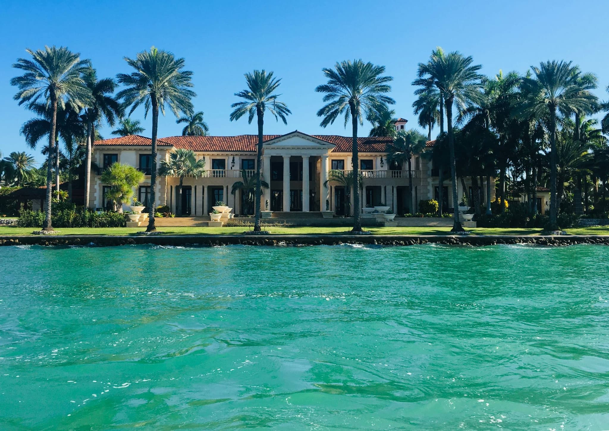 Luxurious Miami waterfront estate with palm trees — projects that need certified arborist planning